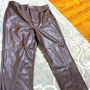 Brown Faux Leather Pants